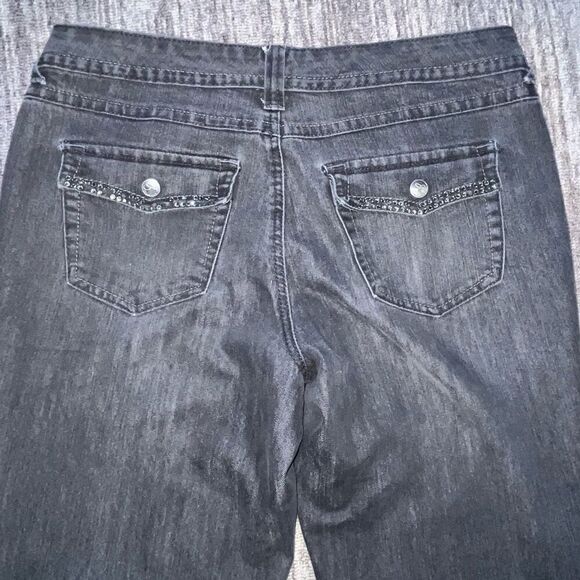 Style & Co‎ Women’s Size 12 Straight Leg Hip Hugger Jeans Black Faded Denim - Picture 9 of 9